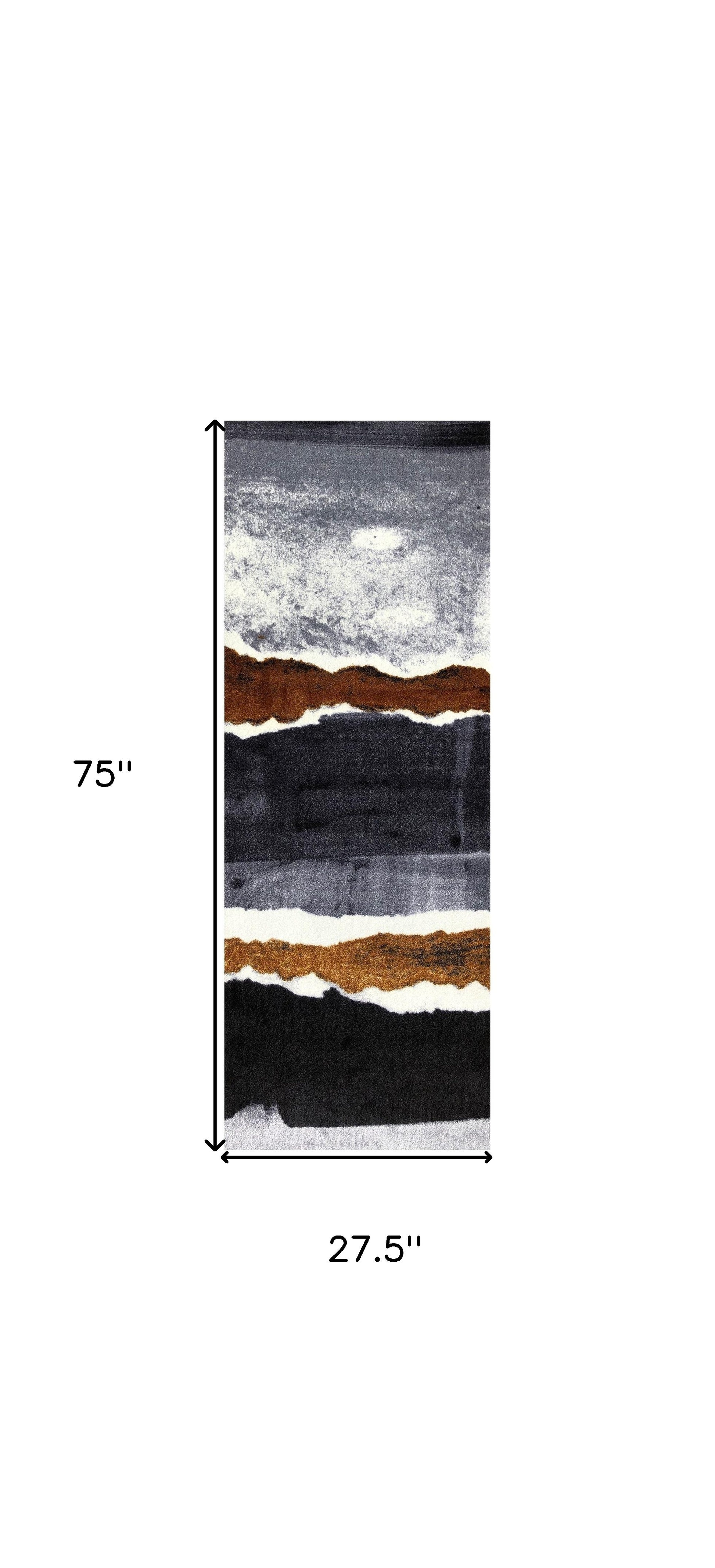 2' X 6' Gray and Brown Abstract Southwest Washable Runner Rug-Area Rugs-DECOROLALA