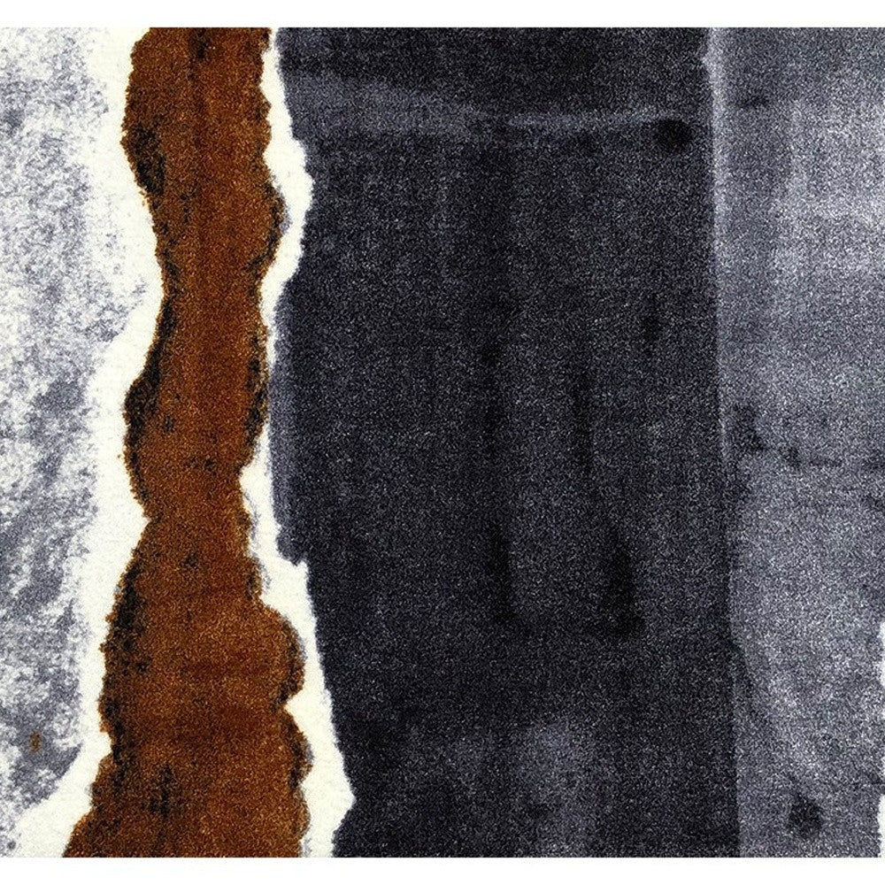 2' X 6' Gray and Brown Abstract Southwest Washable Runner Rug-Area Rugs-DECOROLALA