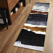 2' X 6' Gray and Brown Abstract Southwest Washable Runner Rug-Area Rugs-DECOROLALA
