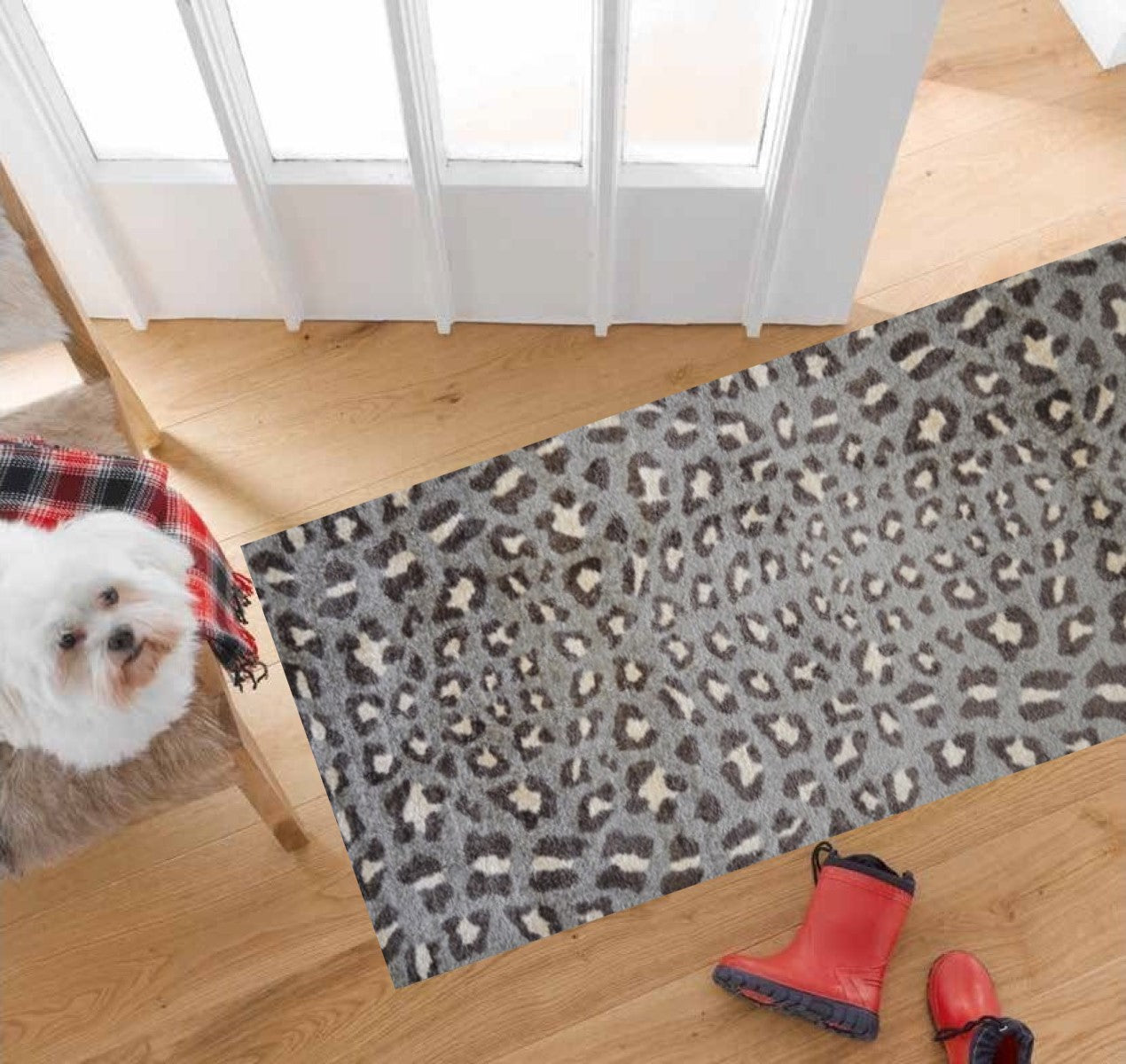 2' X 6' Gray and Brown Cheetah Washable Runner Rug-Area Rugs-DECOROLALA