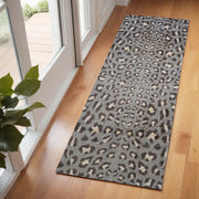2' X 6' Gray and Brown Cheetah Washable Runner Rug-Area Rugs-DECOROLALA