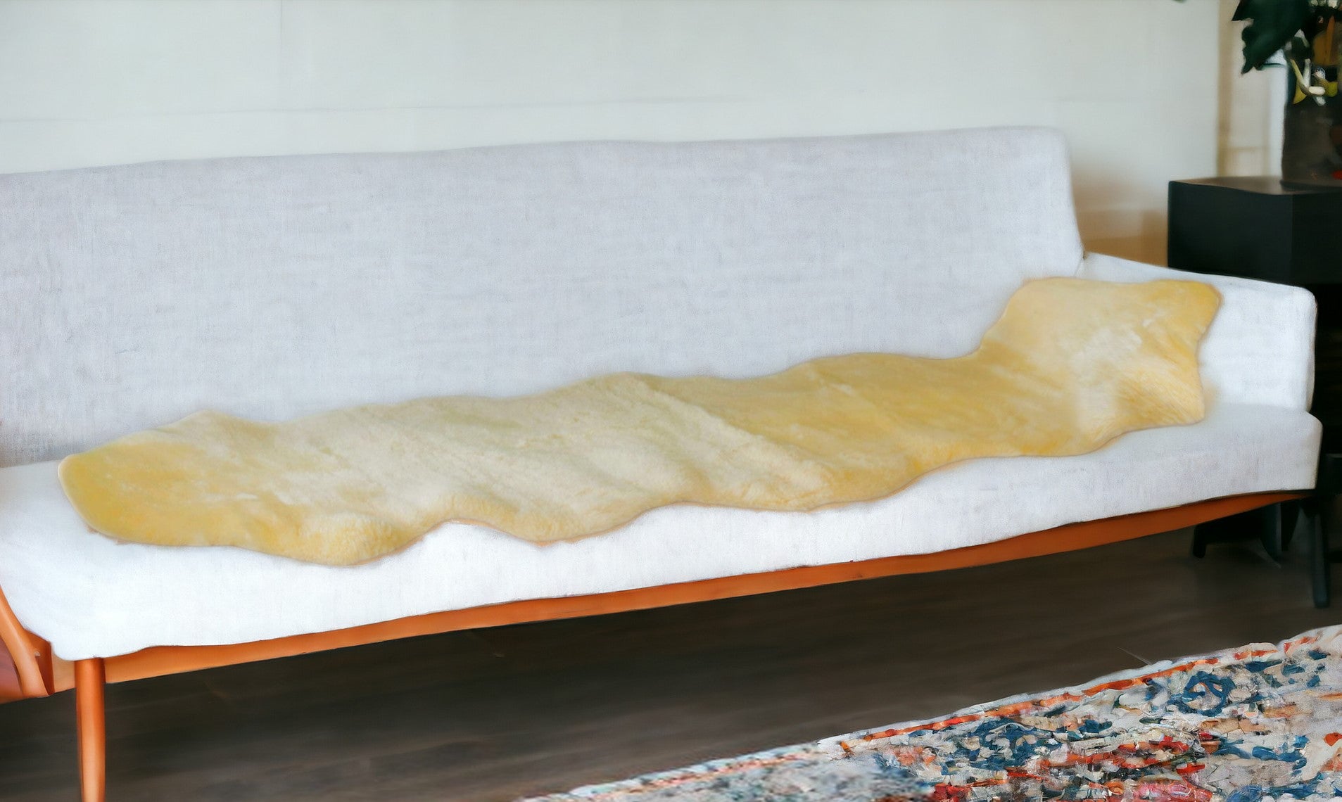 2" X 6" Natural Off White Medical Grade Double Sheepskin Throw Blanket-Throws & Blankets-DECOROLALA