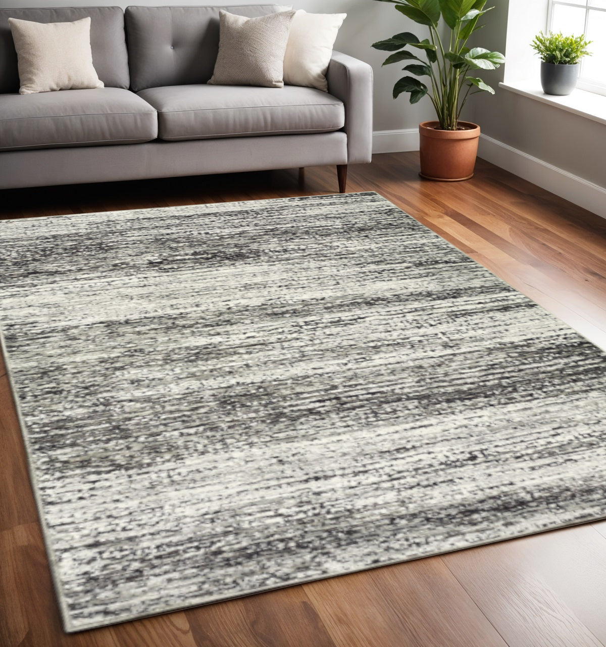 2' X 8' Ash And Slate Abstract Runner Rug-Area Rugs-DECOROLALA