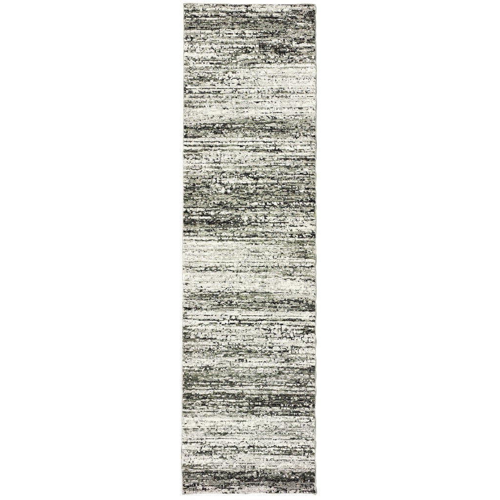 2' X 8' Ash And Slate Abstract Runner Rug-Area Rugs-DECOROLALA
