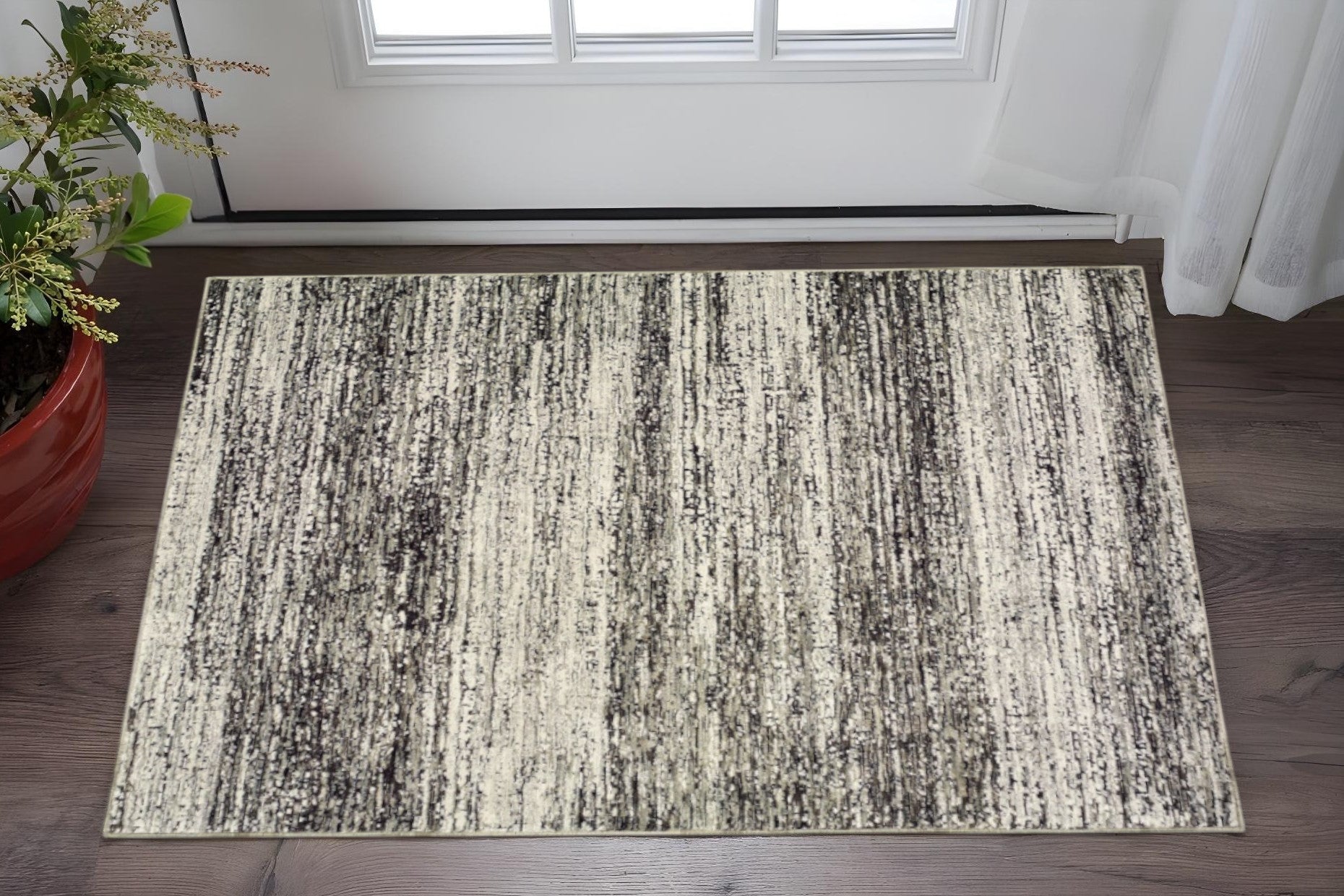 2' X 8' Ash And Slate Abstract Runner Rug-Area Rugs-DECOROLALA