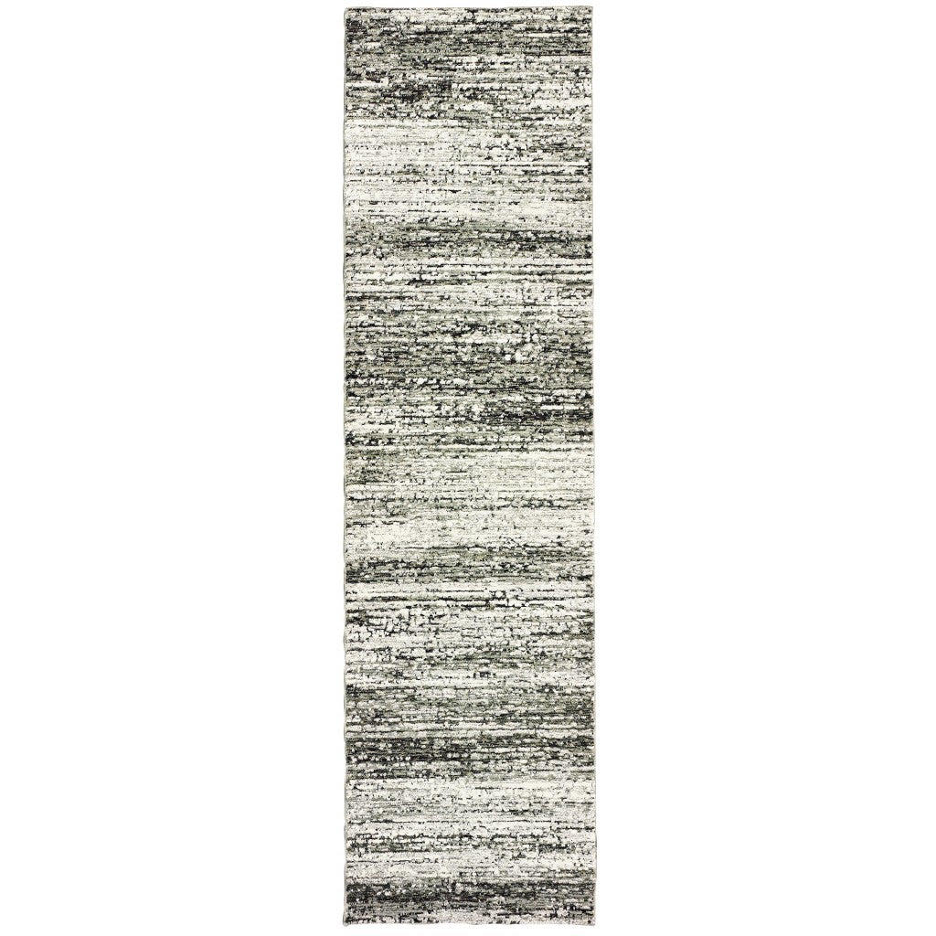 2' X 8' Ash And Slate Abstract Runner Rug-Area Rugs-DECOROLALA