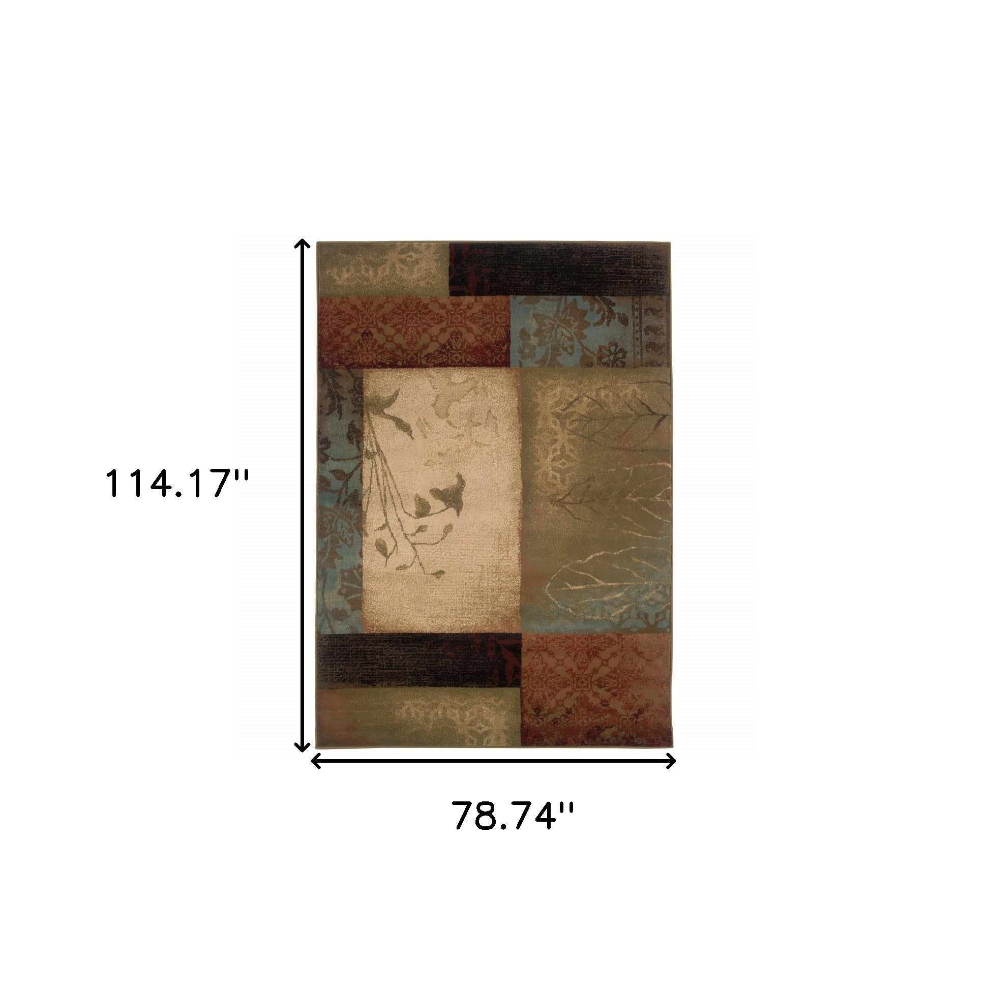 2' X 8' Beige And Brown Floral Block Pattern Runner Rug-Area Rugs-DECOROLALA