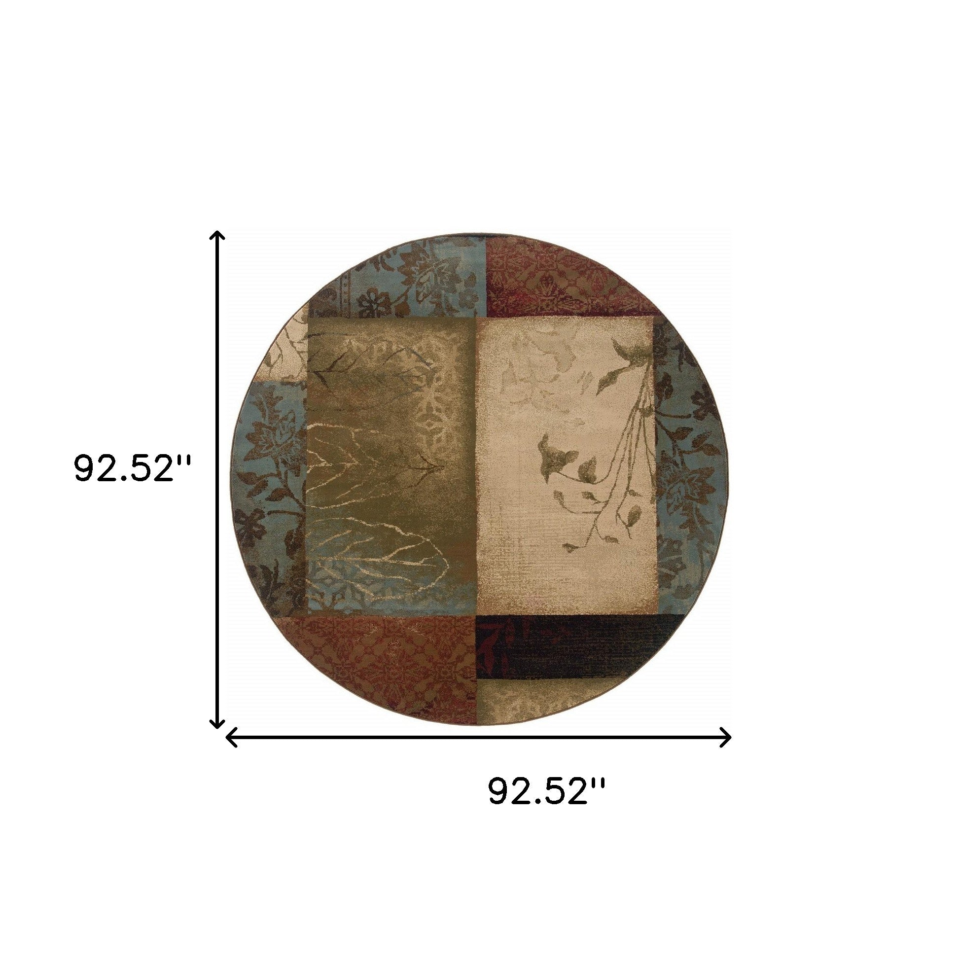 2' X 8' Beige And Brown Floral Block Pattern Runner Rug-Area Rugs-DECOROLALA