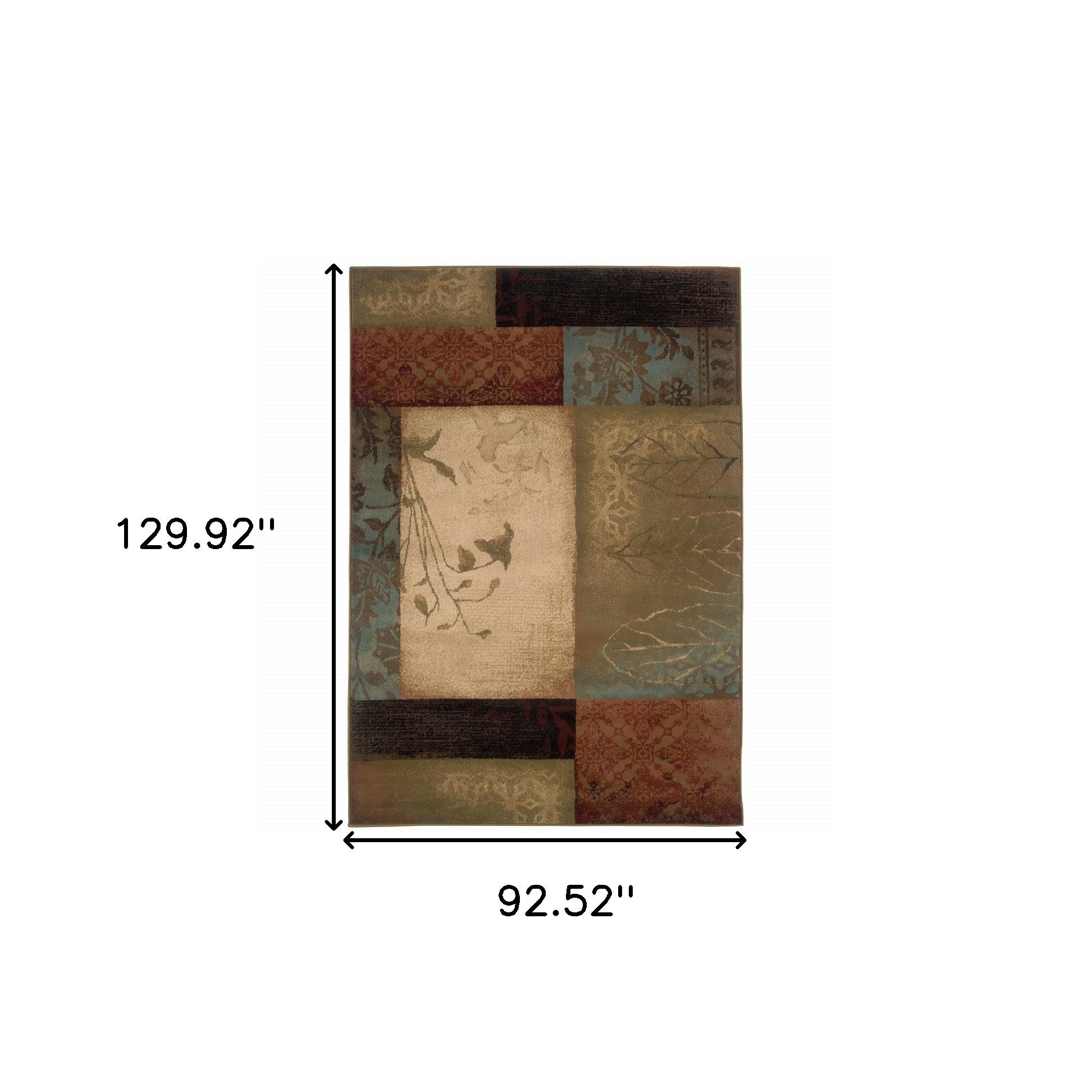 2' X 8' Beige And Brown Floral Block Pattern Runner Rug-Area Rugs-DECOROLALA