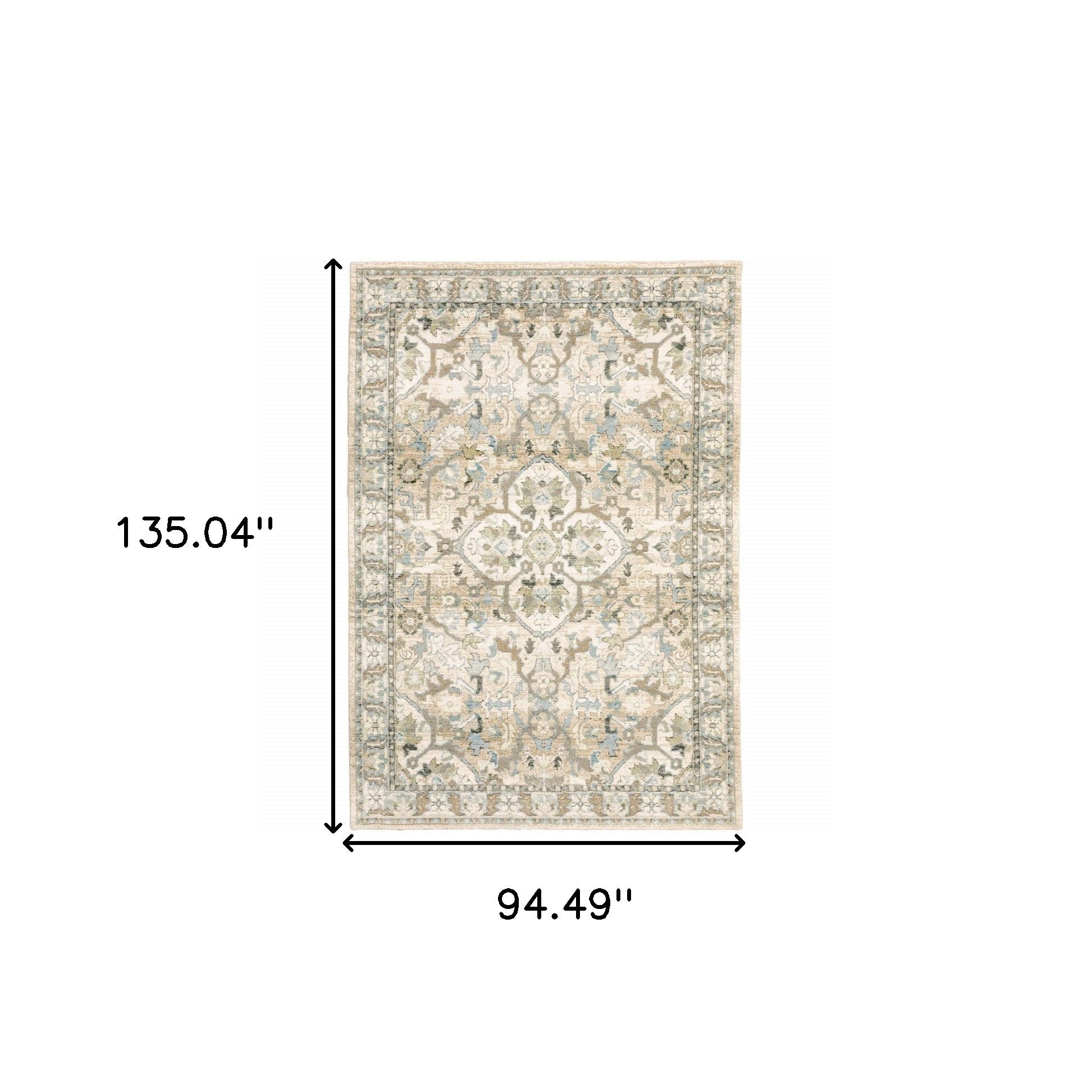 2' X 8' Beige And Ivory Medallion Runner Rug-Area Rugs-DECOROLALA