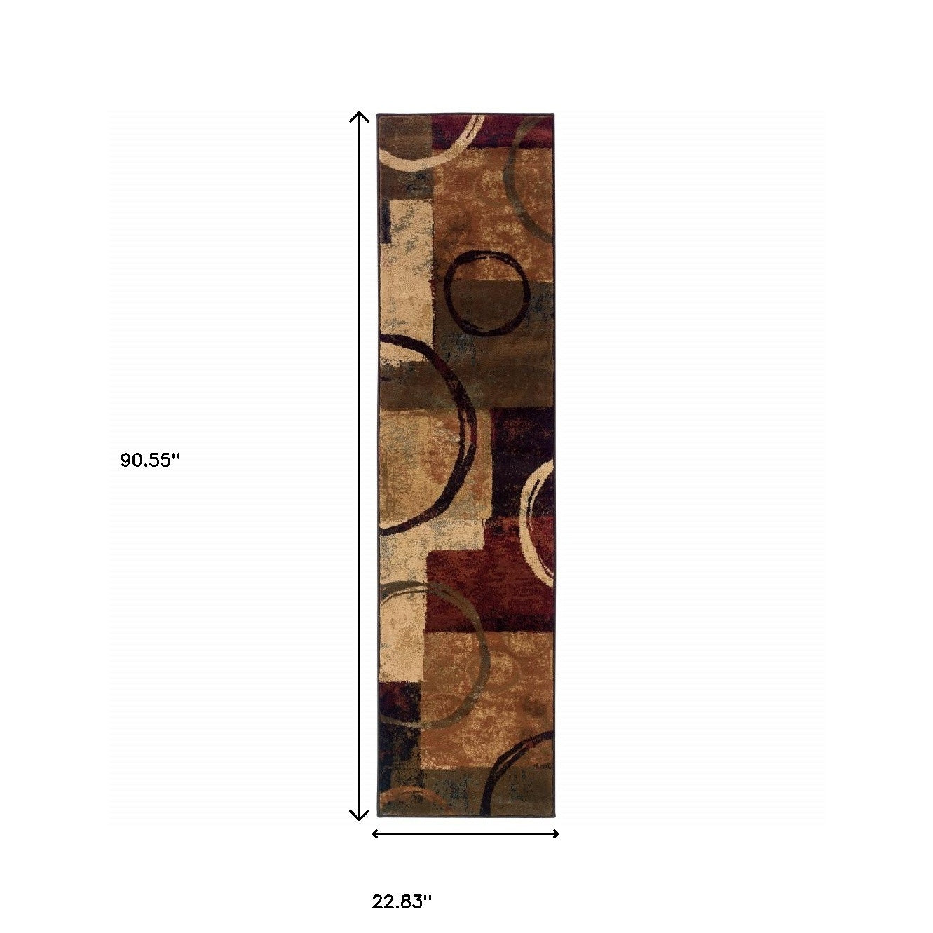 2' X 8' Brown And Black Abstract Geometric Runner Rug-Area Rugs-DECOROLALA