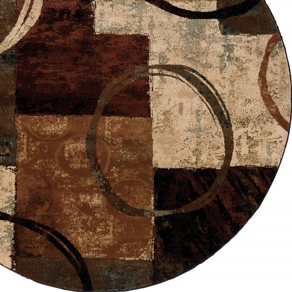 2' X 8' Brown And Black Abstract Geometric Runner Rug-Area Rugs-DECOROLALA