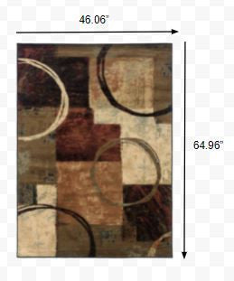 2' X 8' Brown And Black Abstract Geometric Runner Rug-Area Rugs-DECOROLALA