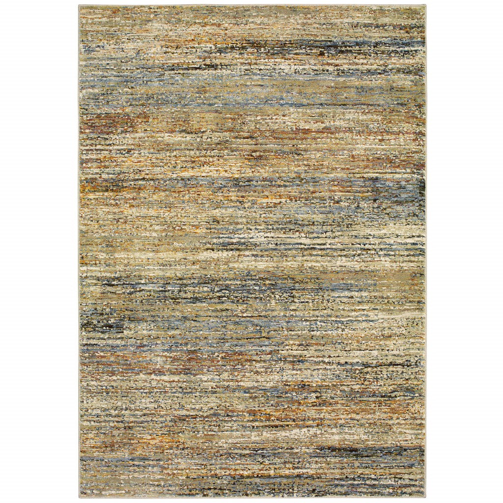 2' X 8' Gold And Green Abstract Runner Rug-Area Rugs-DECOROLALA