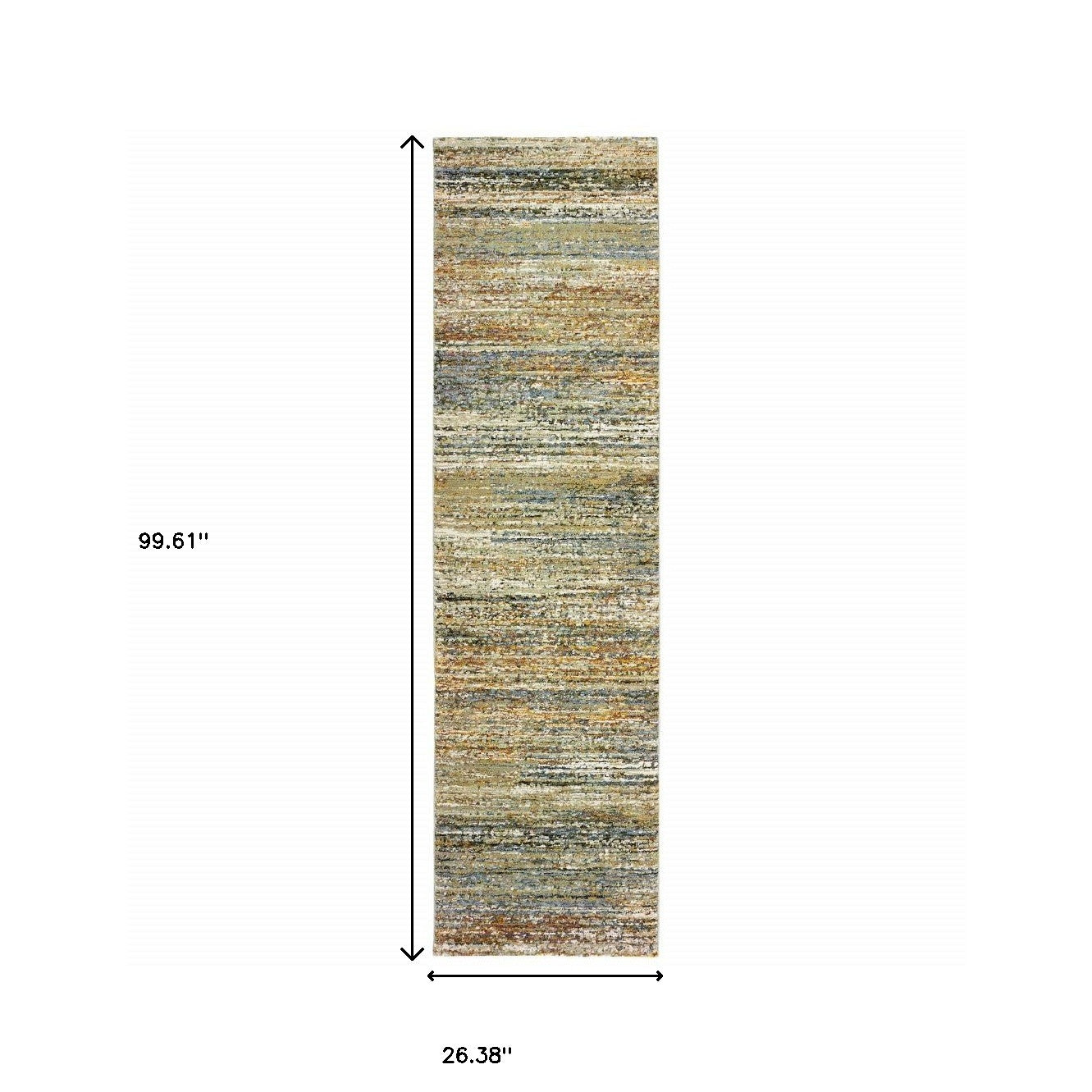 2' X 8' Gold And Green Abstract Runner Rug-Area Rugs-DECOROLALA