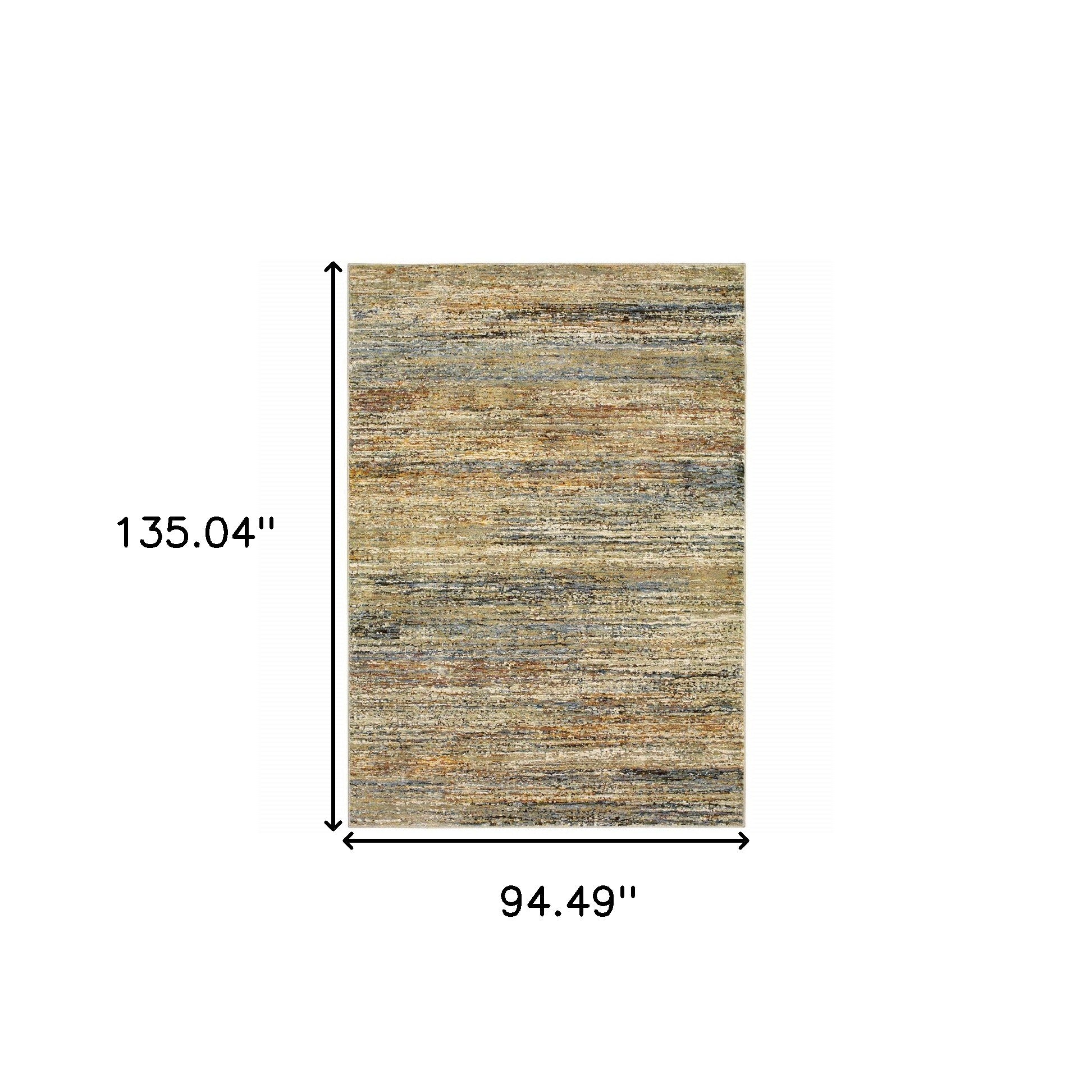 2' X 8' Gold And Green Abstract Runner Rug-Area Rugs-DECOROLALA