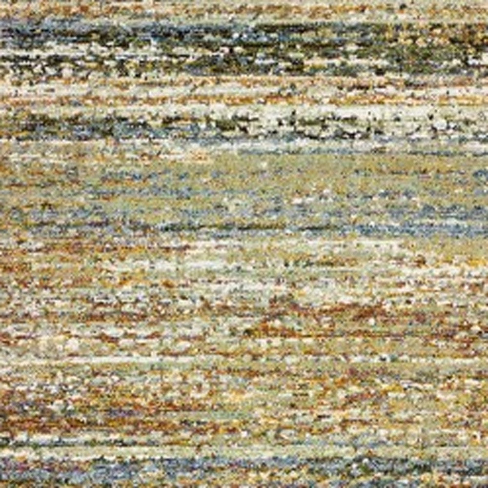2' X 8' Gold And Green Abstract Runner Rug-Area Rugs-DECOROLALA