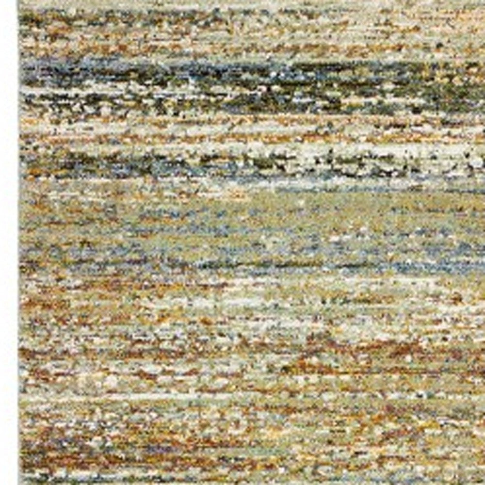2' X 8' Gold And Green Abstract Runner Rug-Area Rugs-DECOROLALA