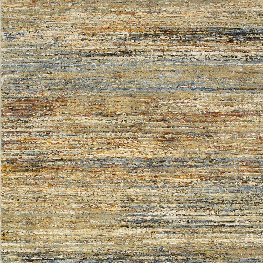 2' X 8' Gold And Green Abstract Runner Rug-Area Rugs-DECOROLALA