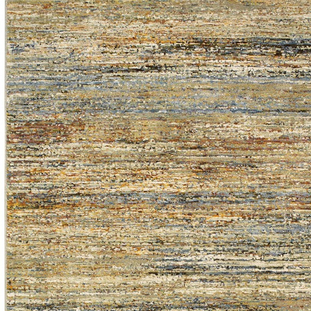 2' X 8' Gold And Green Abstract Runner Rug-Area Rugs-DECOROLALA