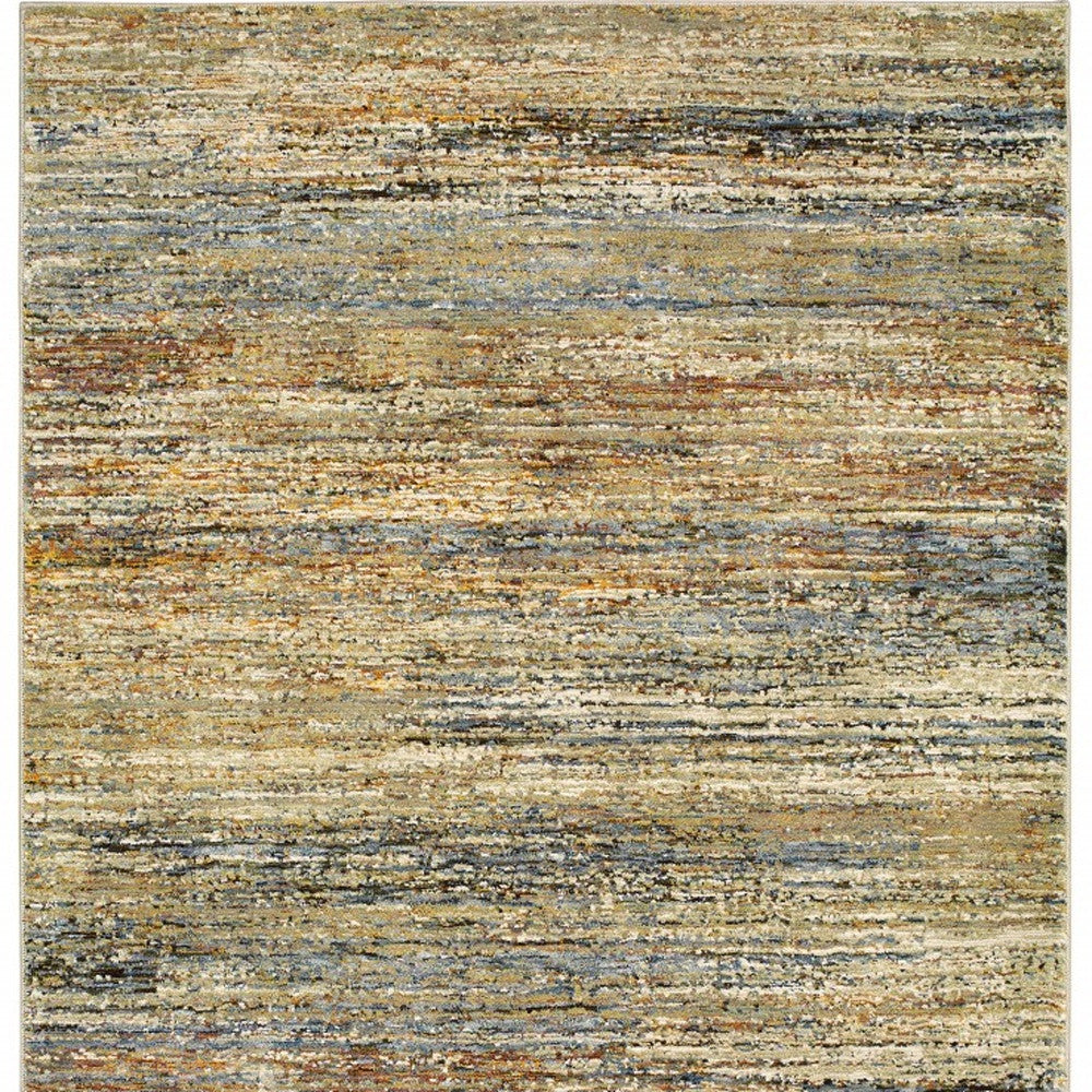 2' X 8' Gold And Green Abstract Runner Rug-Area Rugs-DECOROLALA