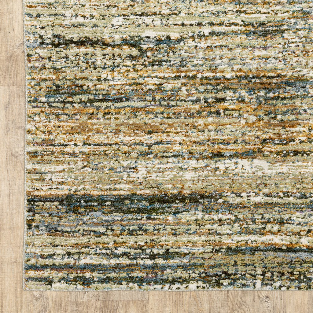 2' X 8' Gold And Green Abstract Runner Rug-Area Rugs-DECOROLALA