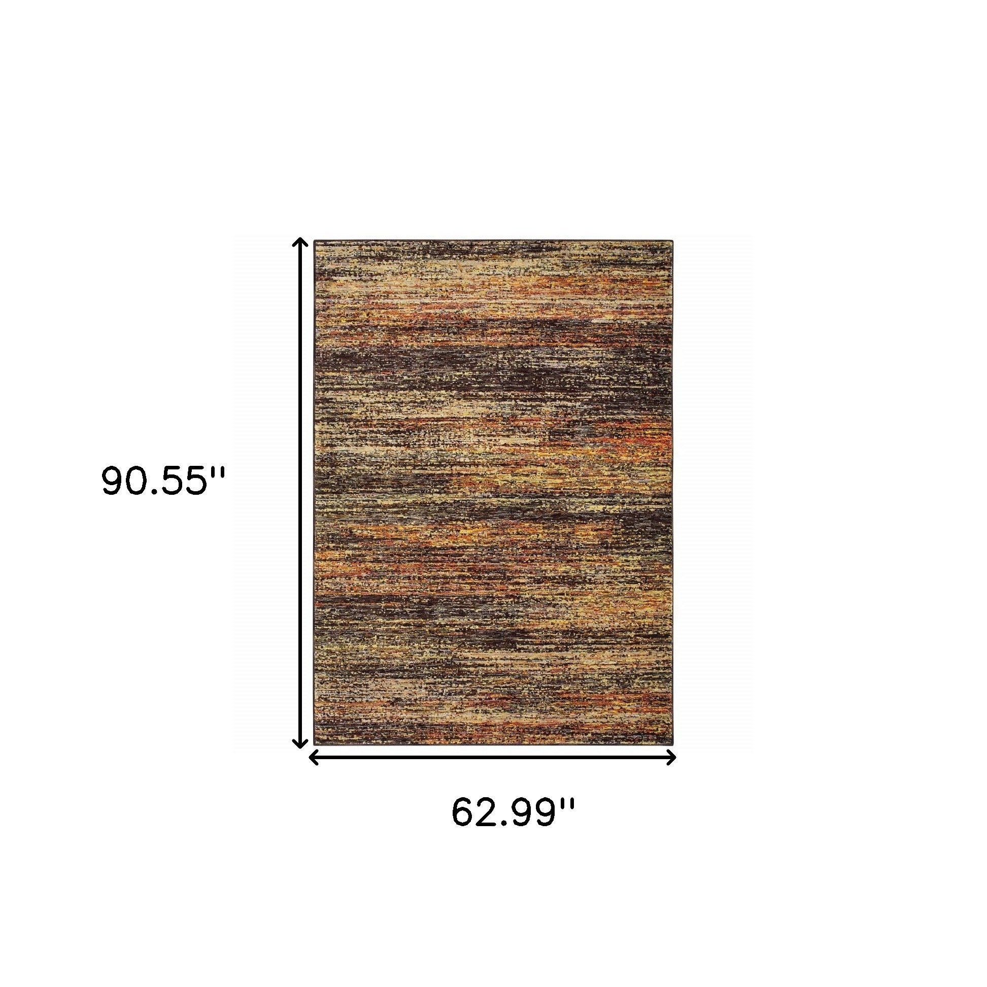 2' X 8' Gold And Slate Abstract Runner Rug-Area Rugs-DECOROLALA