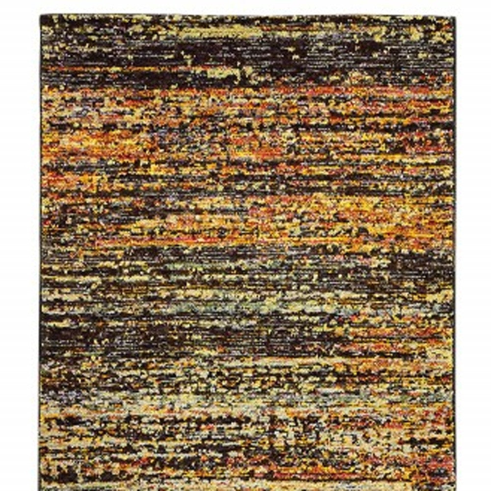 2' X 8' Gold And Slate Abstract Runner Rug-Area Rugs-DECOROLALA