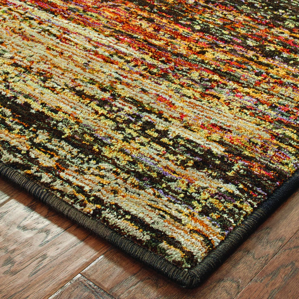 2' X 8' Gold And Slate Abstract Runner Rug-Area Rugs-DECOROLALA