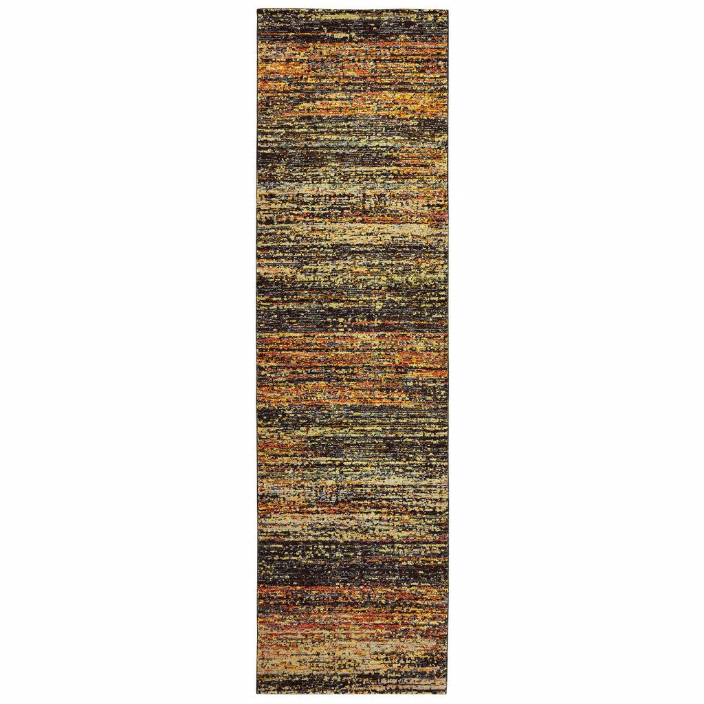 2' X 8' Gold And Slate Abstract Runner Rug-Area Rugs-DECOROLALA