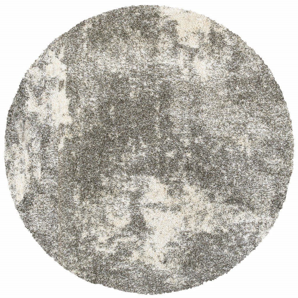 2' X 8' Gray And Ivory Distressed Abstract Runner Rug-Area Rugs-DECOROLALA