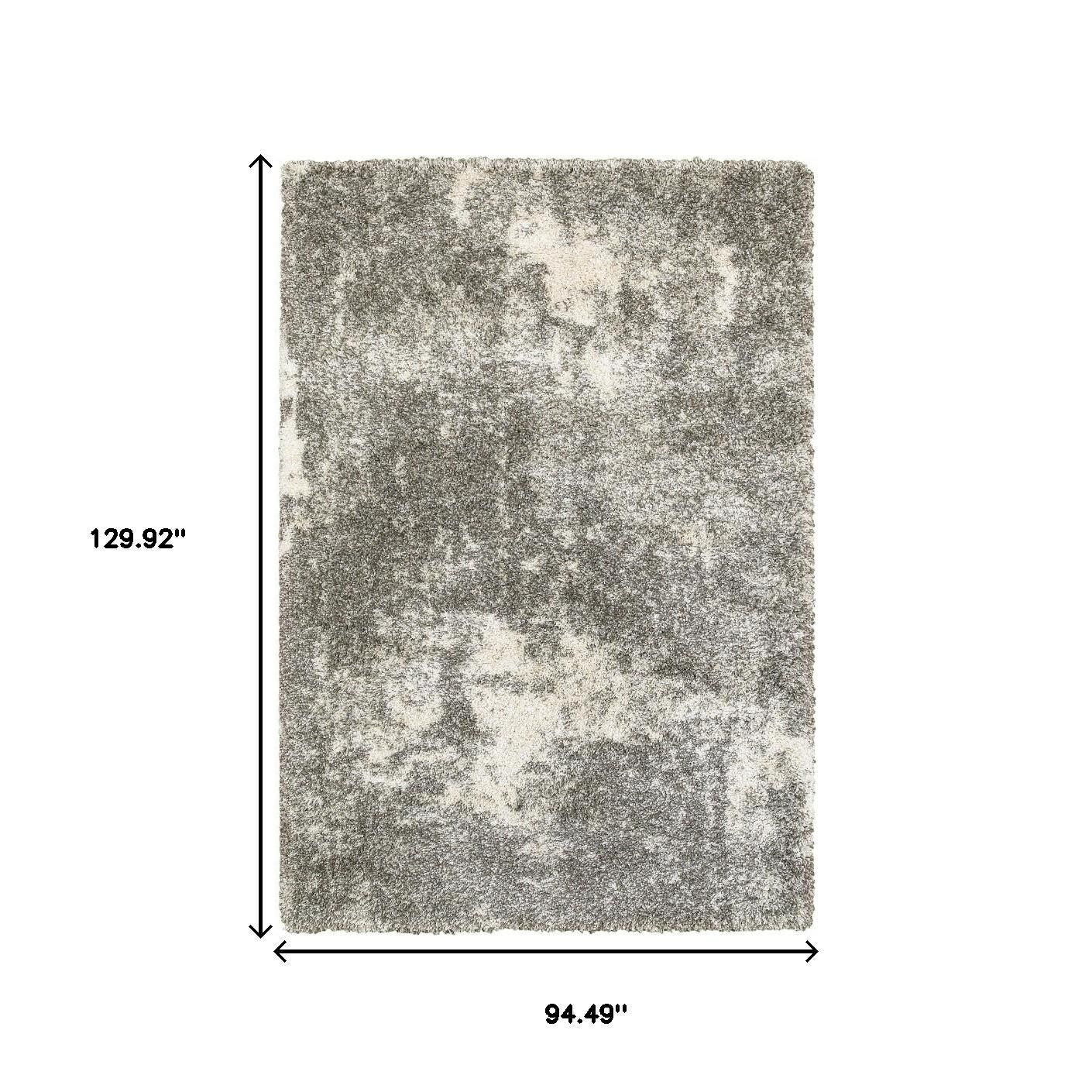 2' X 8' Gray And Ivory Distressed Abstract Runner Rug-Area Rugs-DECOROLALA