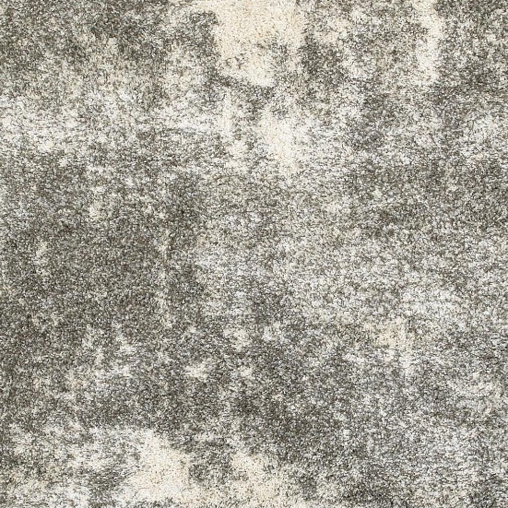 2' X 8' Gray And Ivory Distressed Abstract Runner Rug-Area Rugs-DECOROLALA