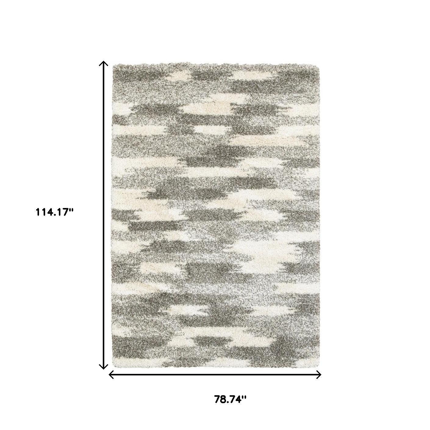 2' X 8' Gray And Ivory Geometric Pattern Runner Rug-Area Rugs-DECOROLALA