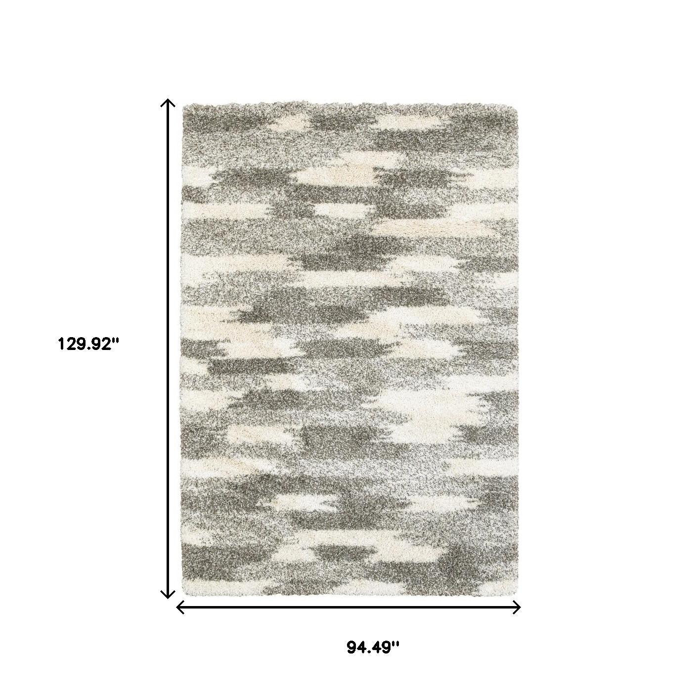 2' X 8' Gray And Ivory Geometric Pattern Runner Rug-Area Rugs-DECOROLALA