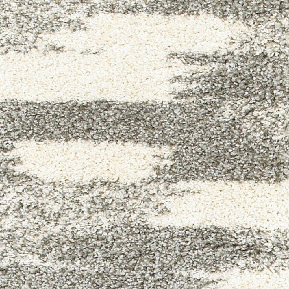 2' X 8' Gray And Ivory Geometric Pattern Runner Rug-Area Rugs-DECOROLALA