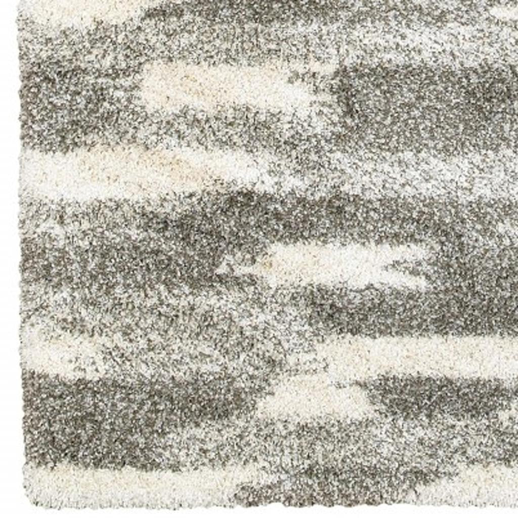 2' X 8' Gray And Ivory Geometric Pattern Runner Rug-Area Rugs-DECOROLALA