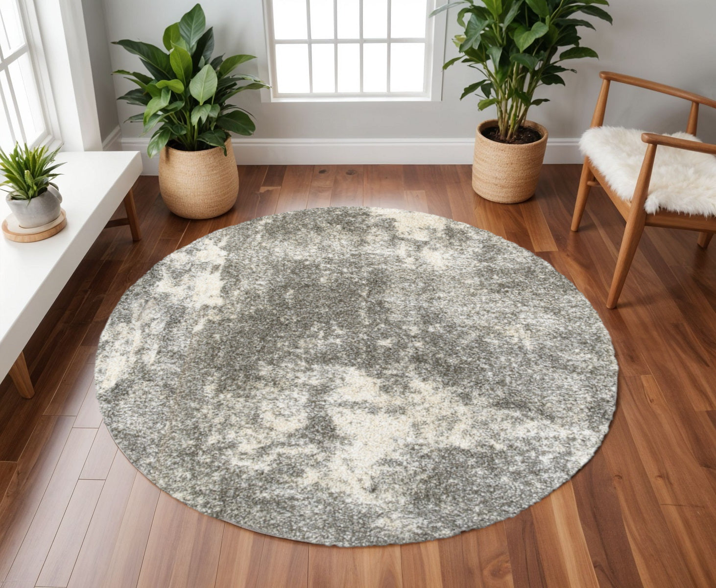 2' X 8' Gray And Ivory Geometric Pattern Runner Rug-Area Rugs-DECOROLALA