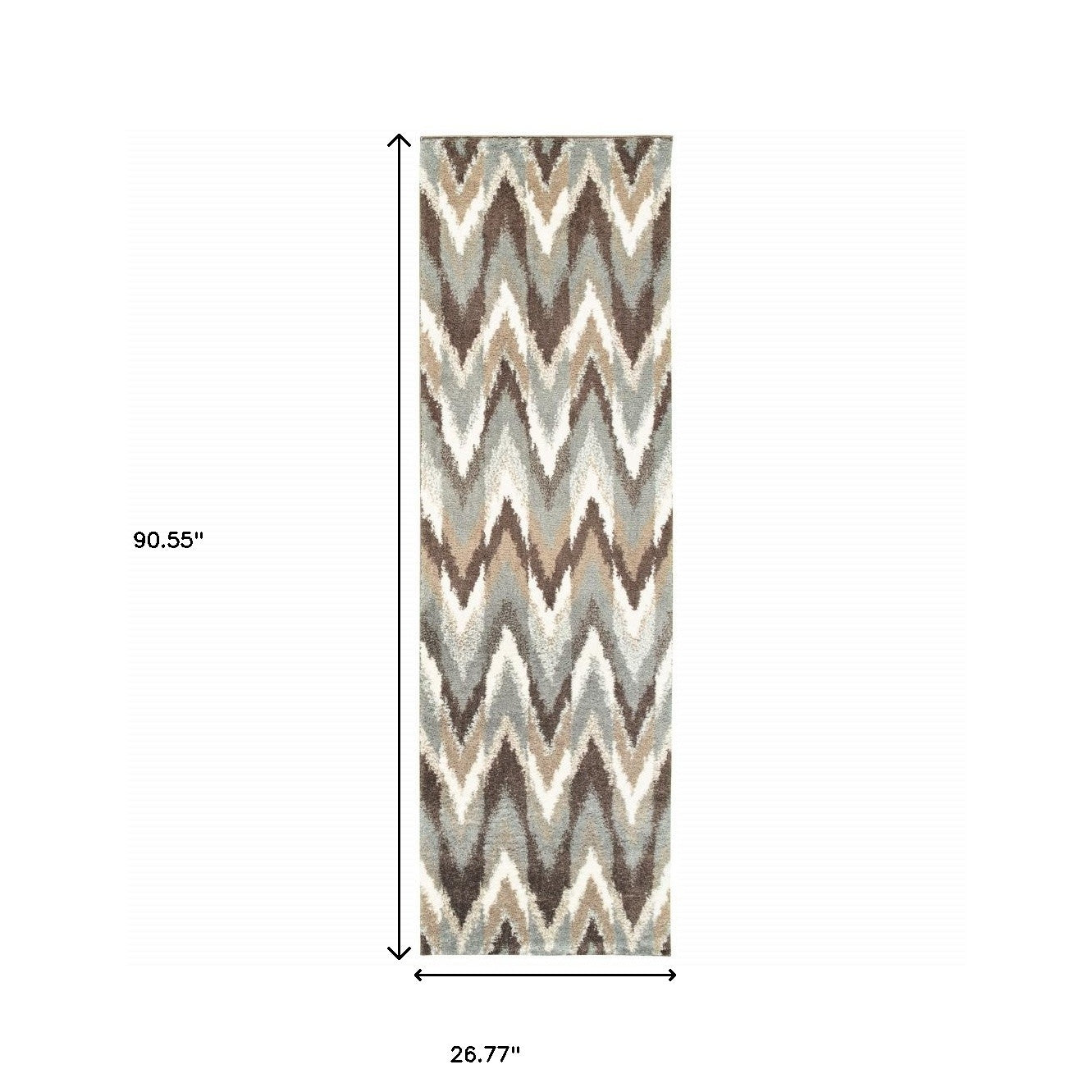 2' X 8' Gray And Taupe Ikat Pattern Runner Rug-Area Rugs-DECOROLALA