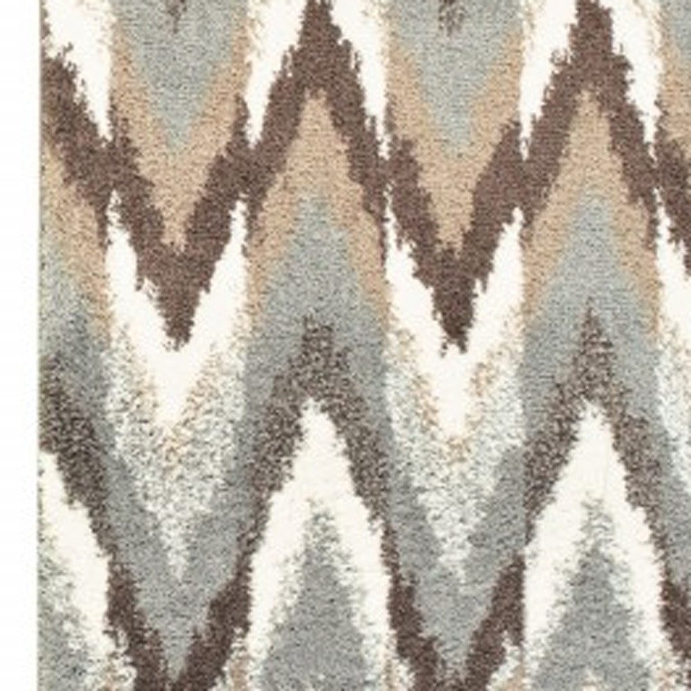 2' X 8' Gray And Taupe Ikat Pattern Runner Rug-Area Rugs-DECOROLALA