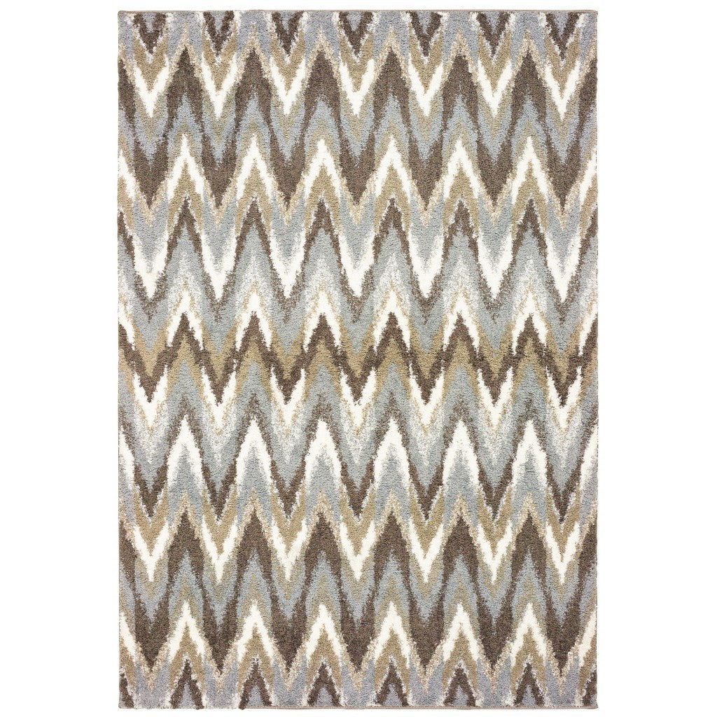 2' X 8' Gray And Taupe Ikat Pattern Runner Rug-Area Rugs-DECOROLALA