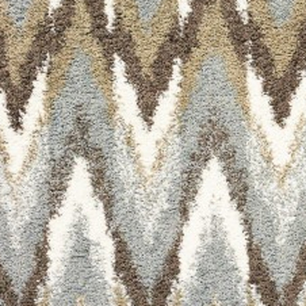 2' X 8' Gray And Taupe Ikat Pattern Runner Rug-Area Rugs-DECOROLALA