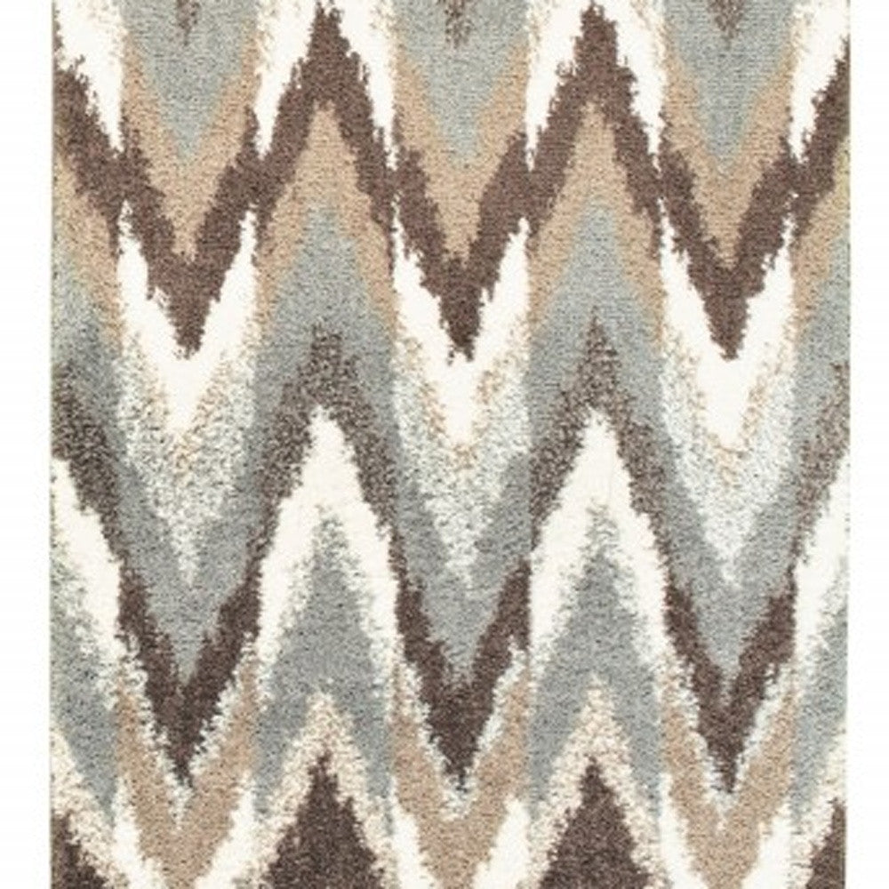 2' X 8' Gray And Taupe Ikat Pattern Runner Rug-Area Rugs-DECOROLALA
