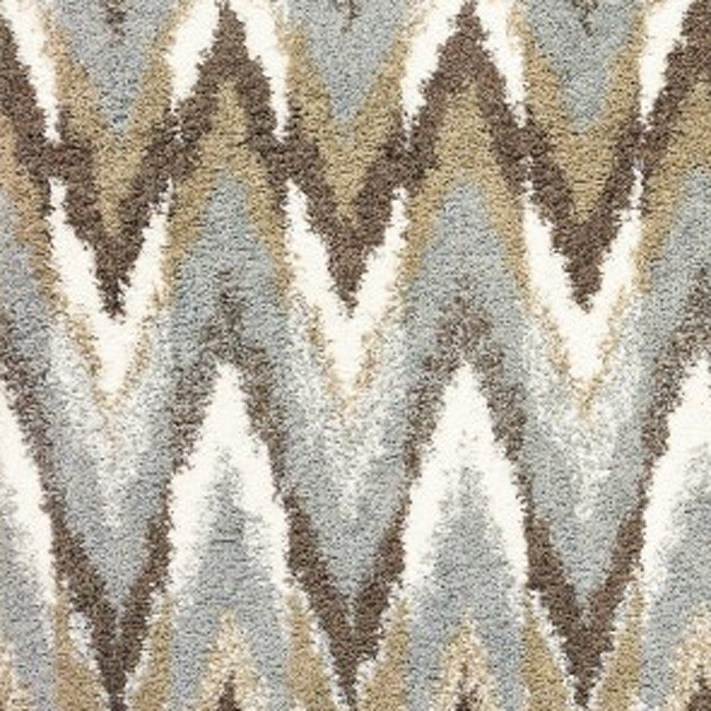 2' X 8' Gray And Taupe Ikat Pattern Runner Rug-Area Rugs-DECOROLALA