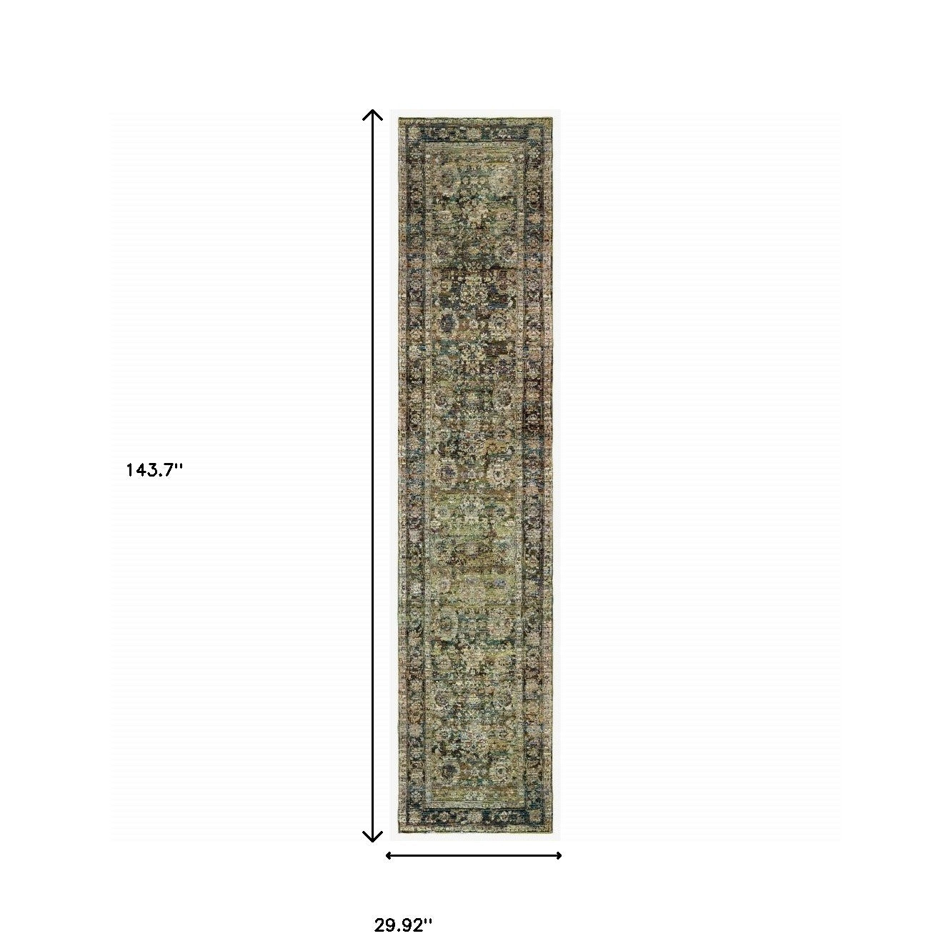 2' X 8' Green And Brown Floral Runner Rug-Area Rugs-DECOROLALA