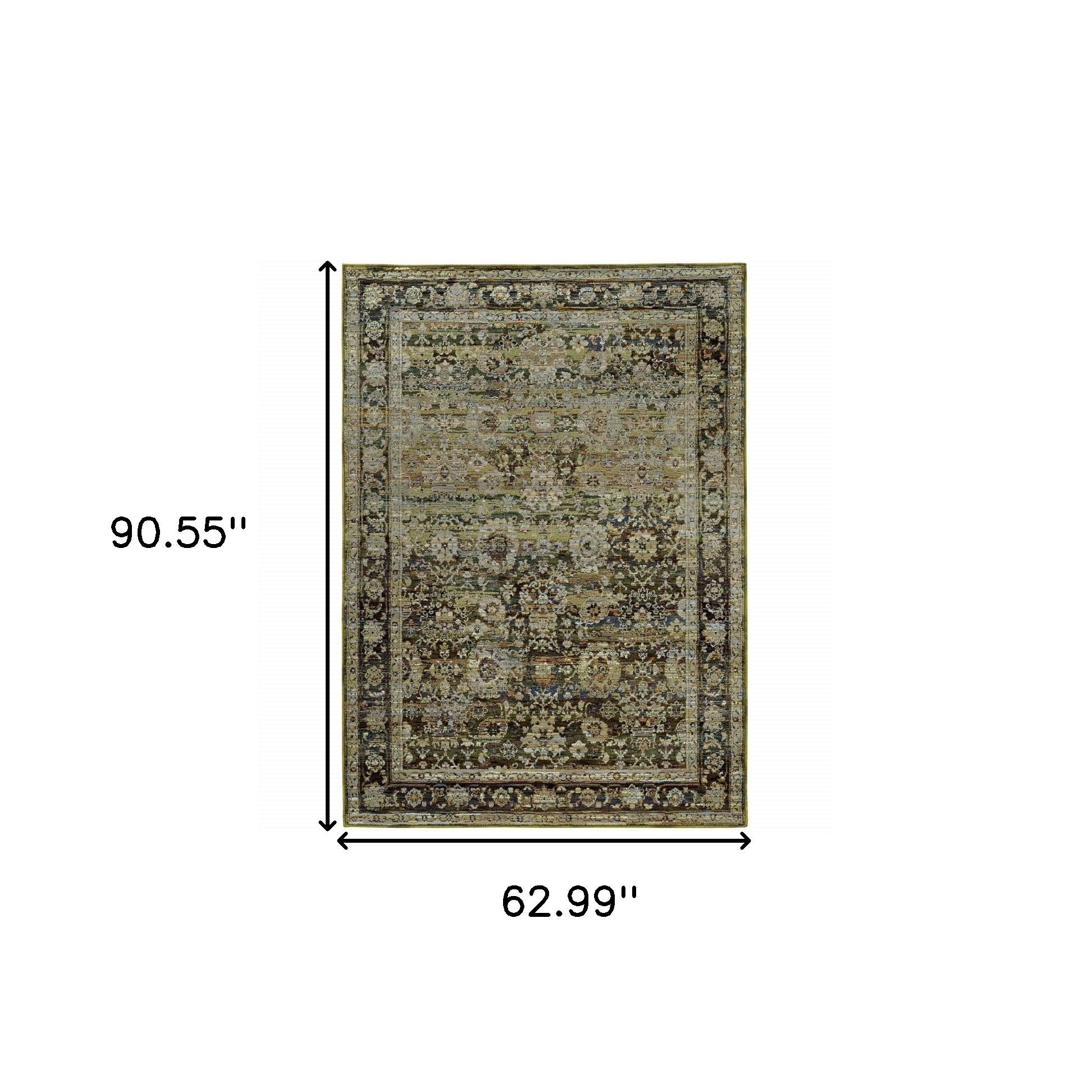 2' X 8' Green And Brown Floral Runner Rug-Area Rugs-DECOROLALA