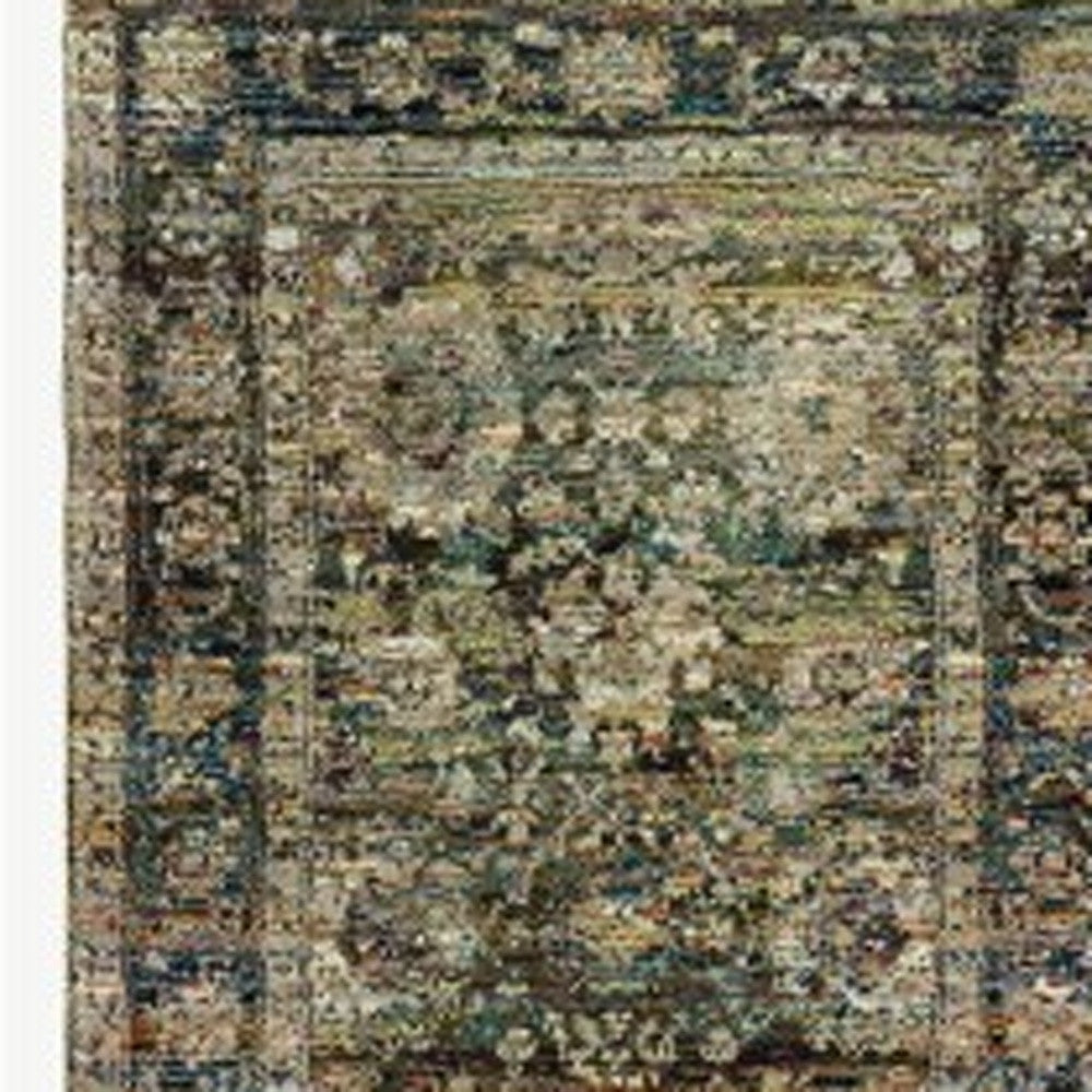 2' X 8' Green And Brown Floral Runner Rug-Area Rugs-DECOROLALA