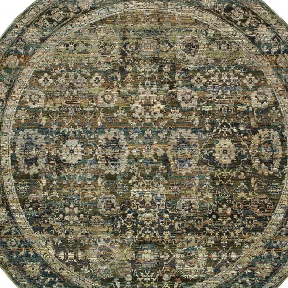 2' X 8' Green And Brown Floral Runner Rug-Area Rugs-DECOROLALA