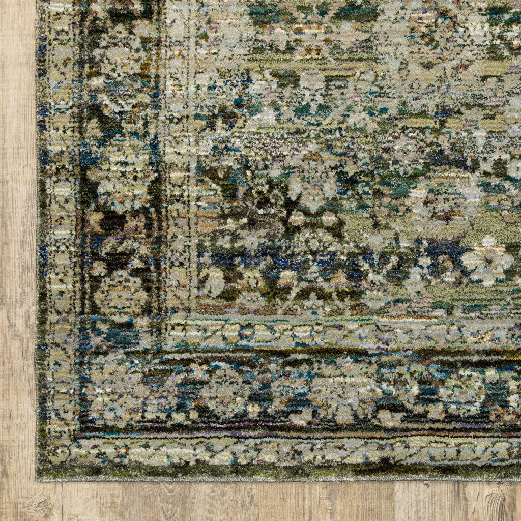 2' X 8' Green And Brown Floral Runner Rug-Area Rugs-DECOROLALA