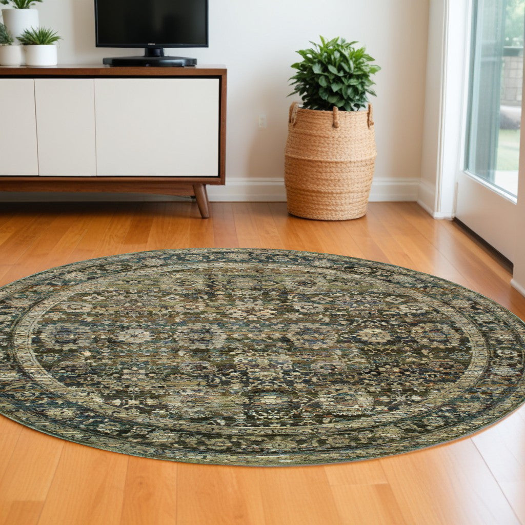 2' X 8' Green And Brown Floral Runner Rug-Area Rugs-DECOROLALA
